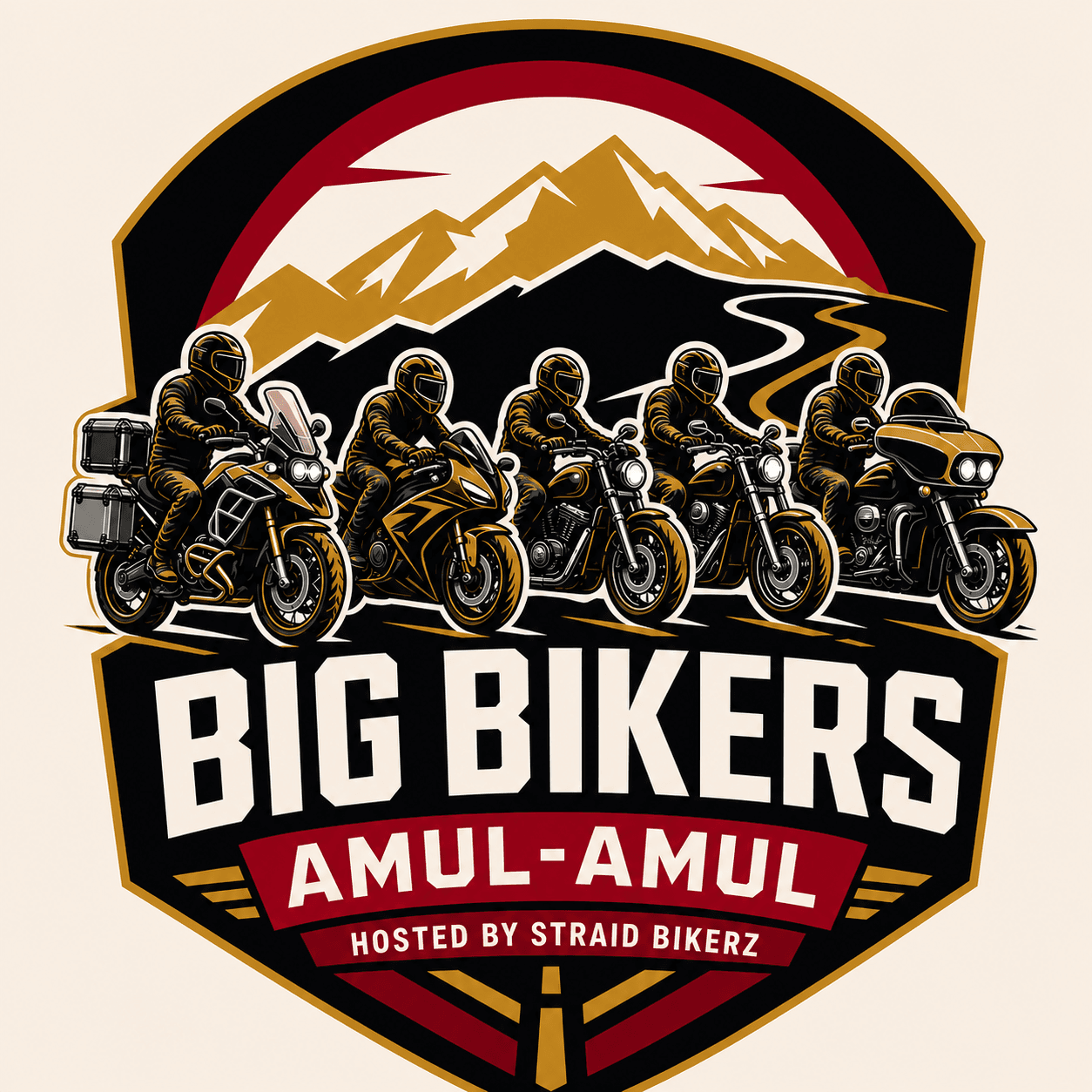 Big Bikers Amul-Amul shield badge with riders, hosted by Straid Bikerz